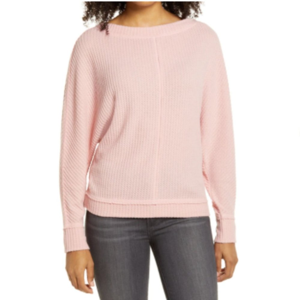 NEW Caslon Nordstrom Dolman Sleeve Thermal Knit Jumper Sweater Top Blush Pink